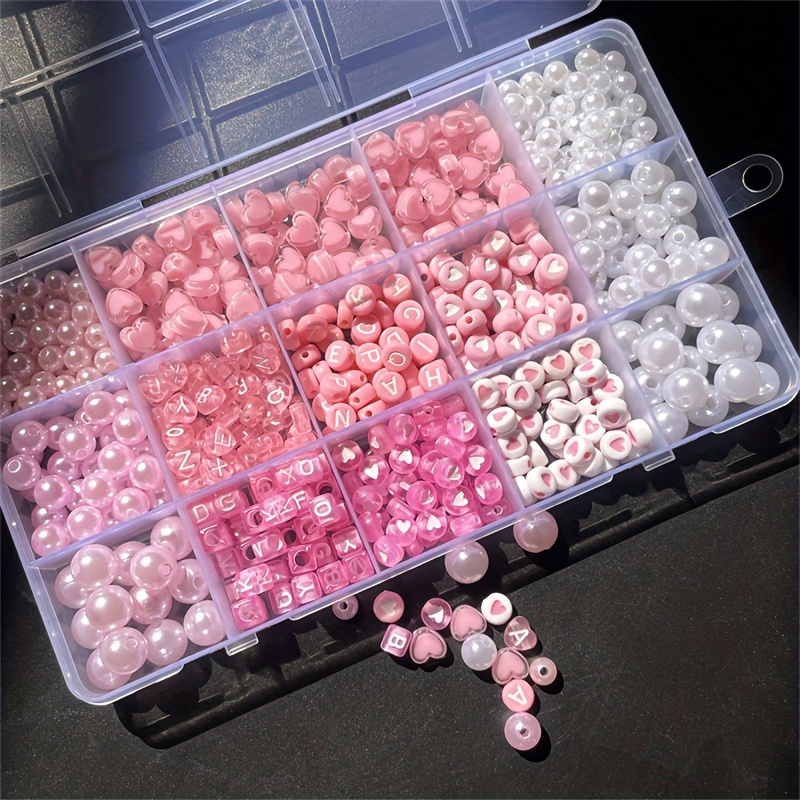 Jewelry Making Basics - 10-Piece Pink Alphabet Box, Acrylic Beads,