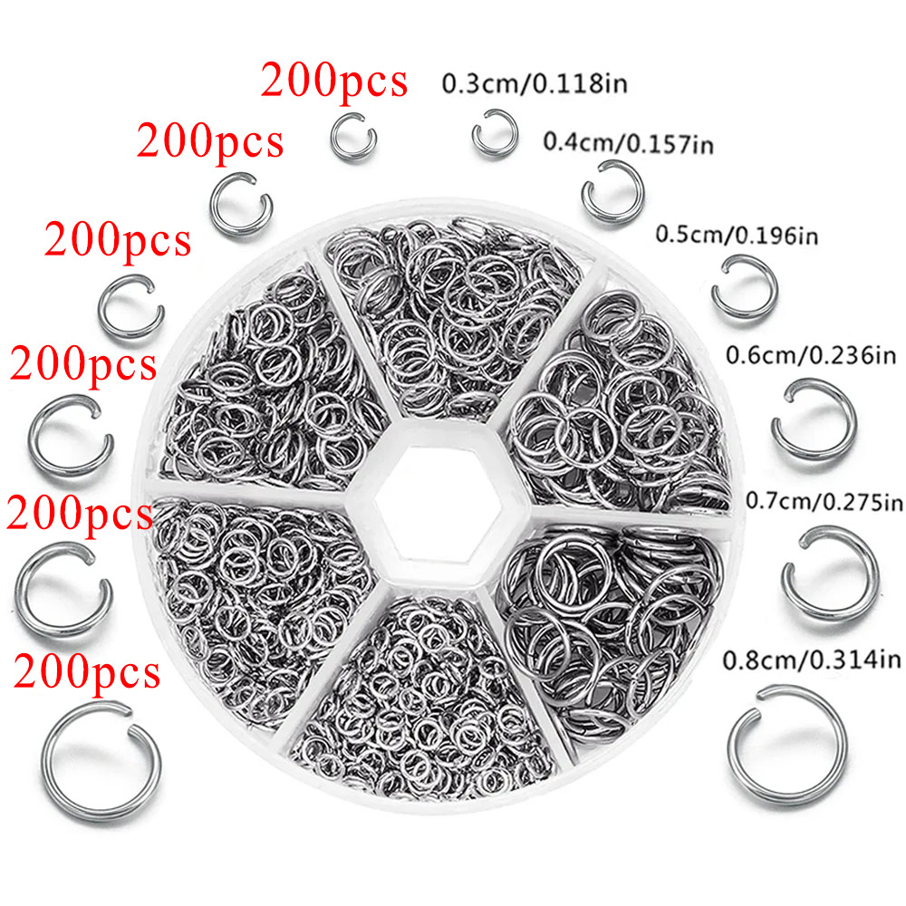1200pcs Stainless Steel Jump R - Jewelry Making Closed Jump Rings 评论和价格