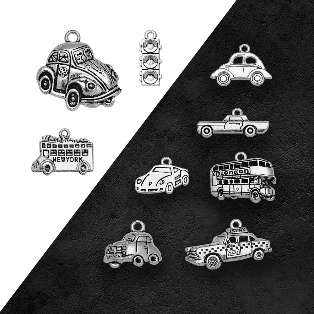 Silver Plated Taxi Bus Car Tra - Jewelry Making York 评论和价格
