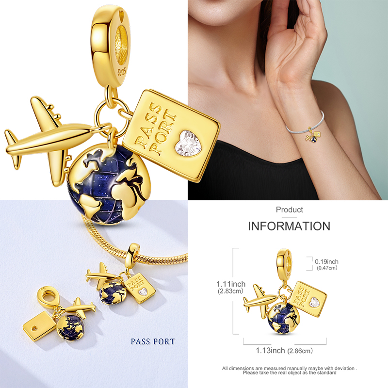 Travel Series Charms 925 Silve - Jewelry Making Paris 评论和价格